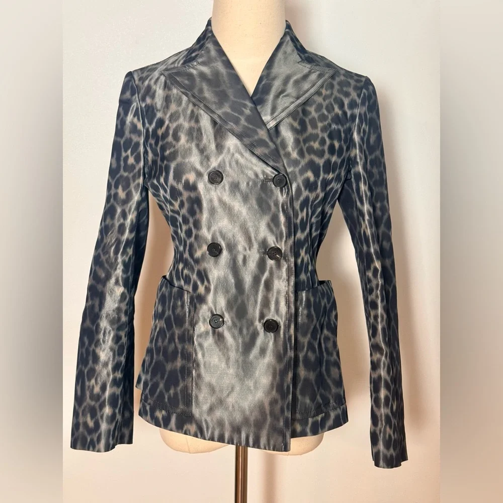 Christian Dior Women's Bar Silk Grey Leopard Blazer Size 2 - Picture 3 of 12